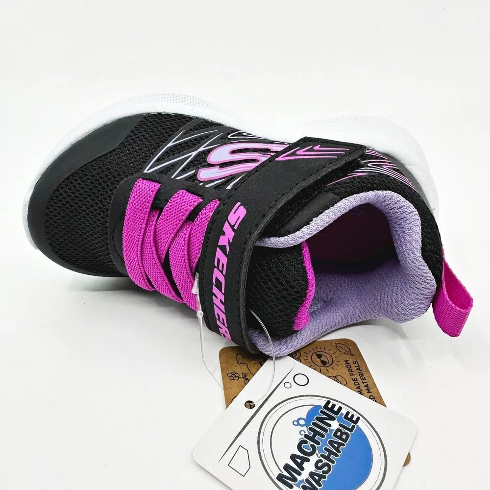 Skechers Microspec Bold Delight Black Toddlers Girls Size 5